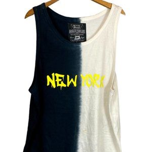MEN'S TANK TOP LG BLACK AND OFF WHITE (NEW YORK) BROKEN THREADS